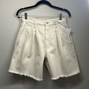 Pistola Layne Pleated High Waist A-Line Denim Shorts
